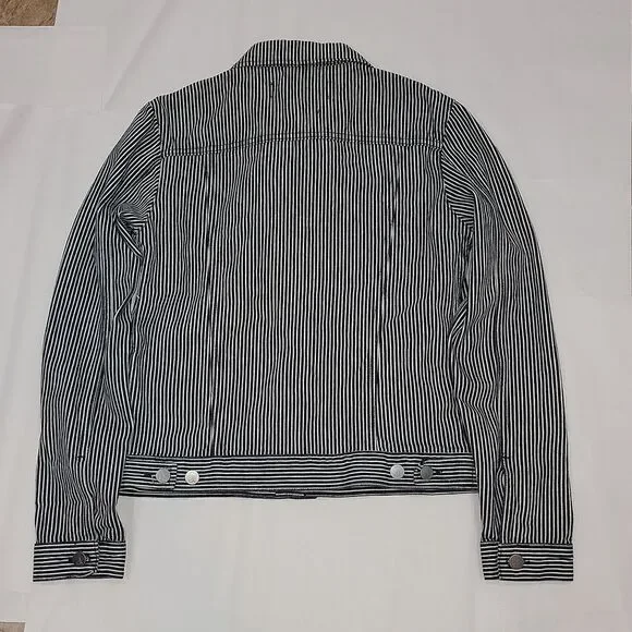 Calvin Klein Clean Line Trucker Teddy Stripe Engineer Denim Jacket NWOT Size M - Picture 8 of 10